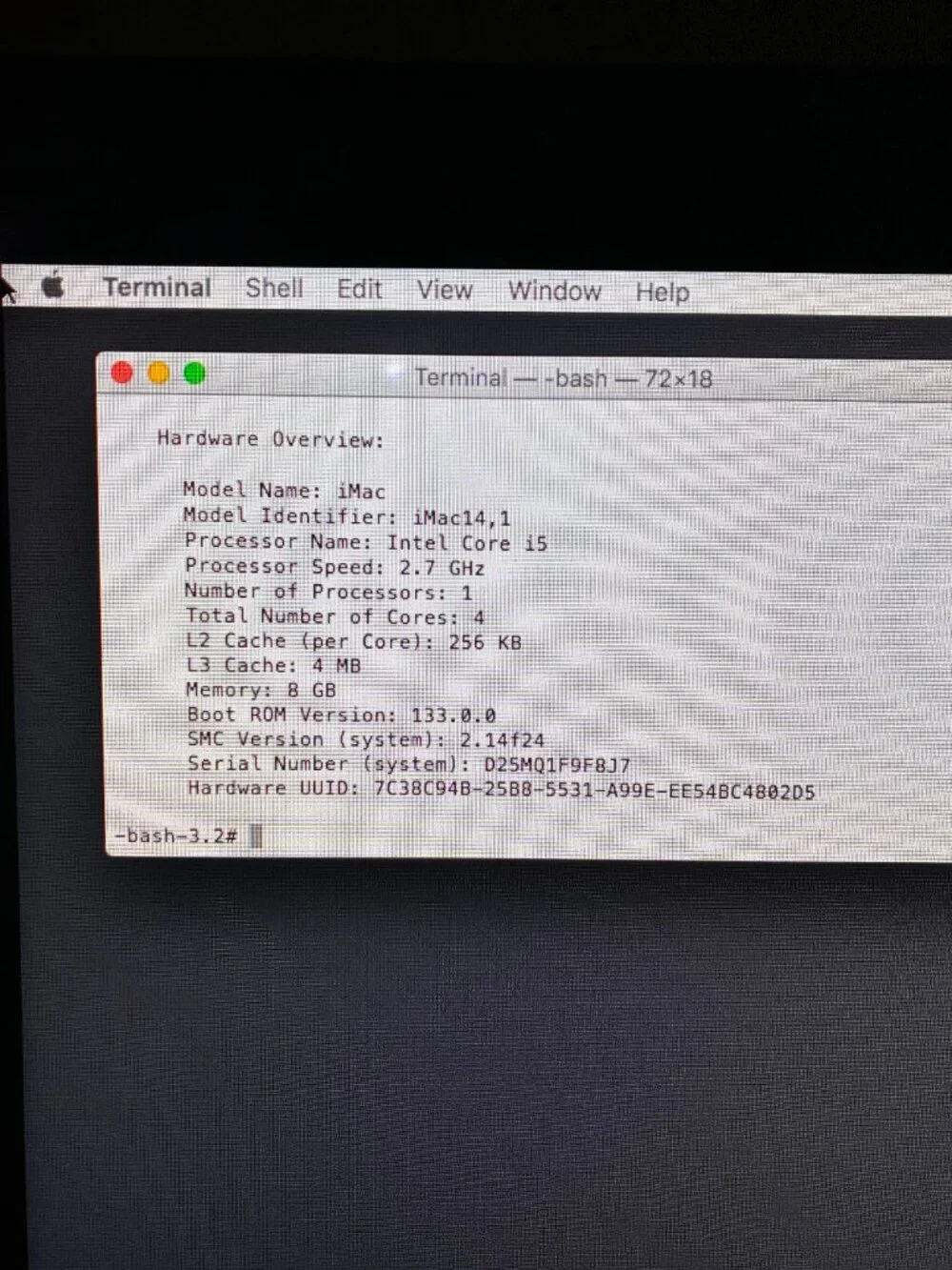 Apple iMac A1418 Computer, Intel Core I5, 2.7ghz, 8gb Memory With Keyboard